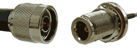 Type N male and female cable connector